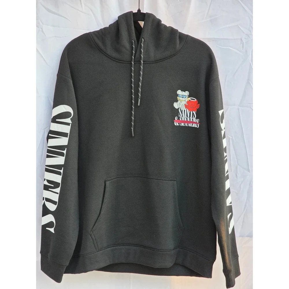 RGSTR Saints & Sinners Black Graphic Hoodie Mens Large Teddy Bear Streetwear